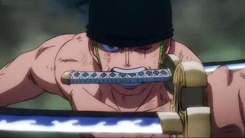 Roronoa Zoro lutando com três espadas