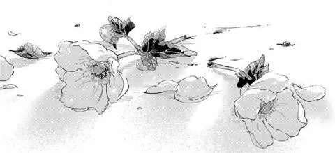 Flores caidas estilo mangá preto e branco
