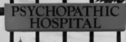 Placa hospital psiquiatrico preto e branco