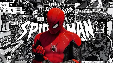 Homem Aranha com fundo de quadrinhos