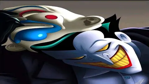 Coringa sorrindo com mascara de palhaco
