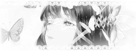 Banner anime P&B com borboletas