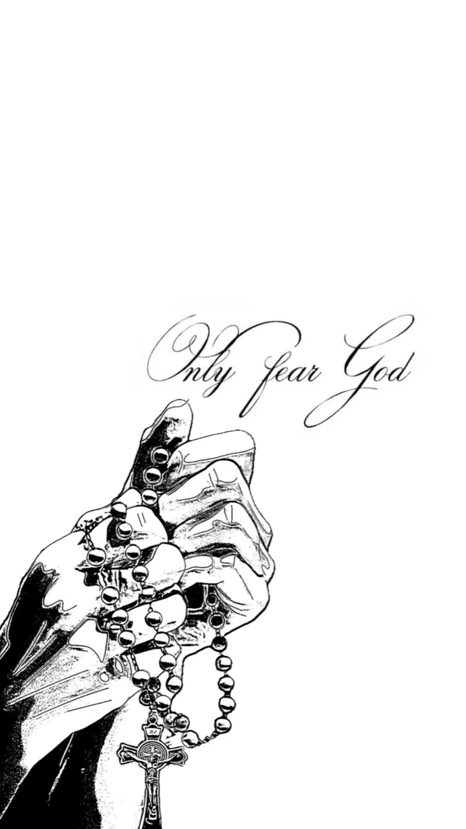 Wallpaper mao segurando terço com frase