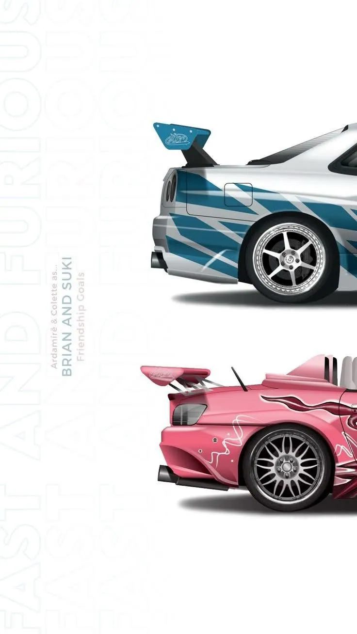 carros esportivos azul e rosa