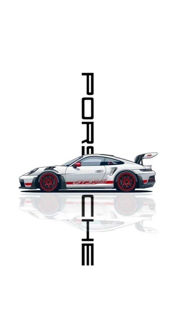 Wallpaper porsche branco com texto vertical