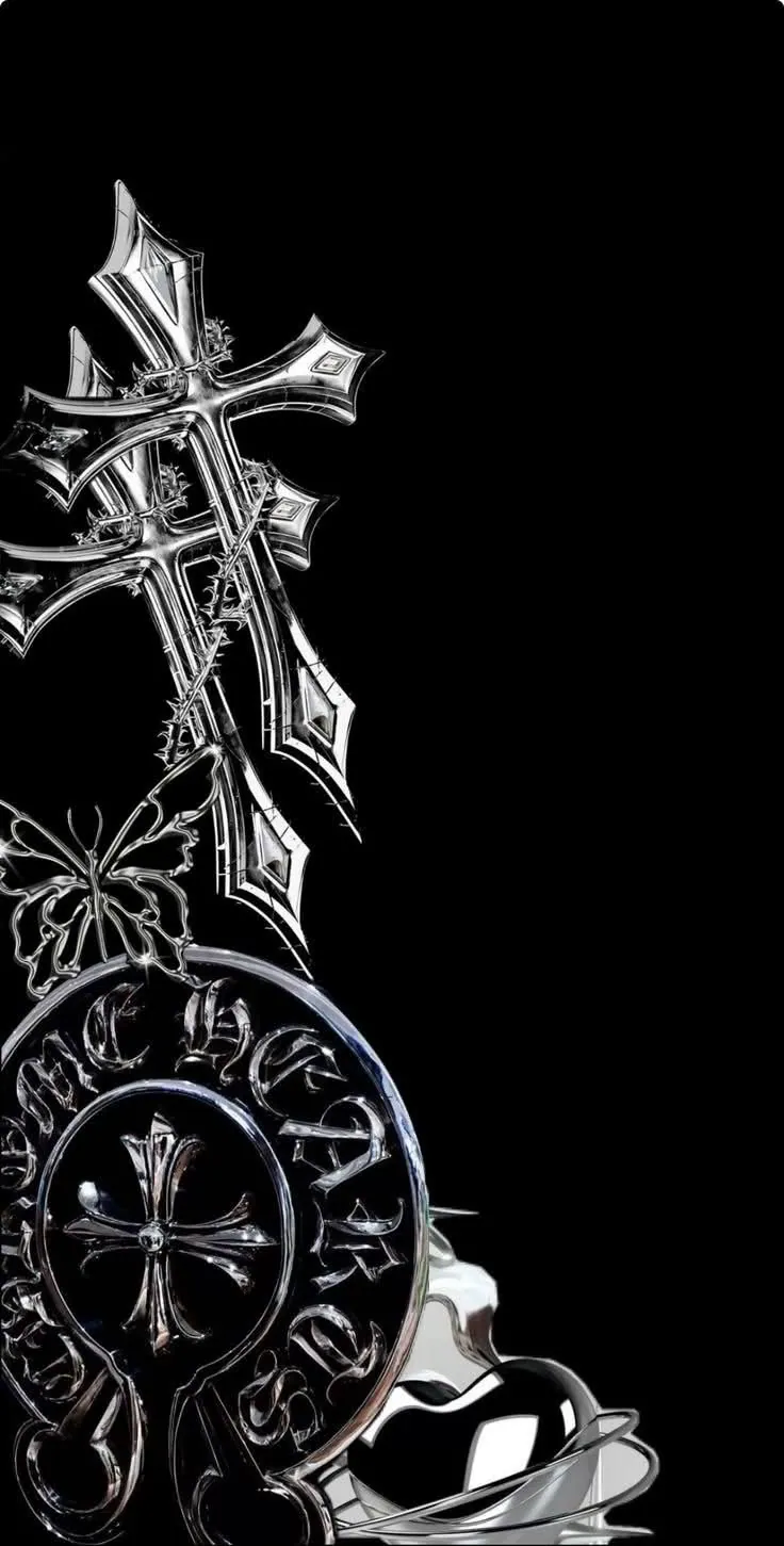Wallpaper com cruzes e estilo gótico