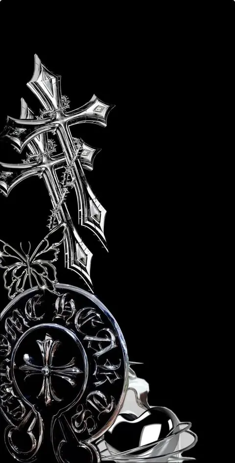 Wallpaper com cruzes e estilo gótico