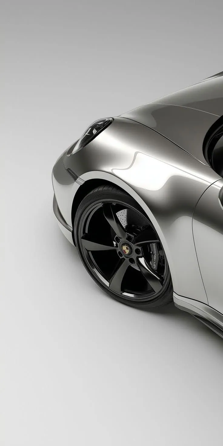 Carro esportivo prateado minimalista