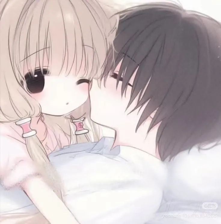 Casal fofo anime abraço e beijo
