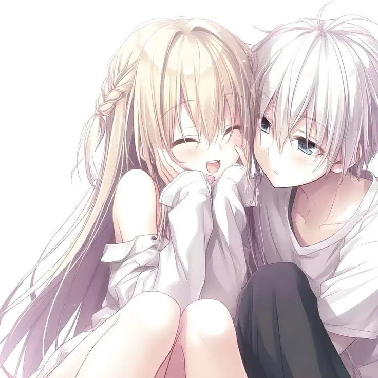Casal de anime fofo abraçado