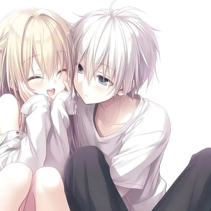 Casal de anime fofo abraçado
