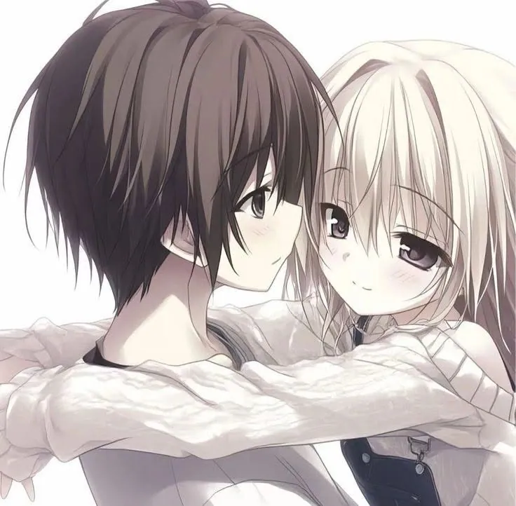 Casal de anime abraçado