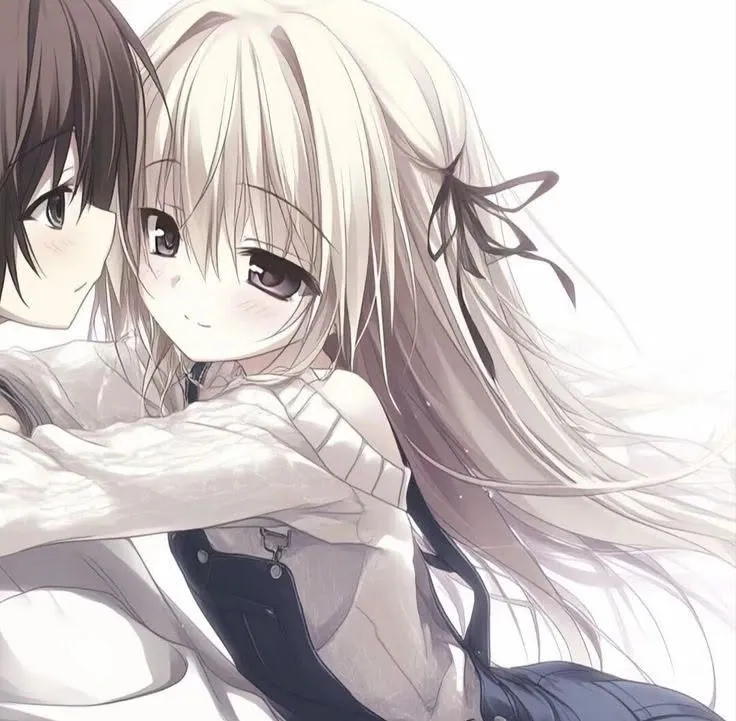 Casal de anime abraçado