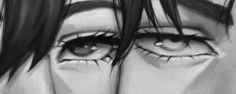 Olhos de anime em preto e branco