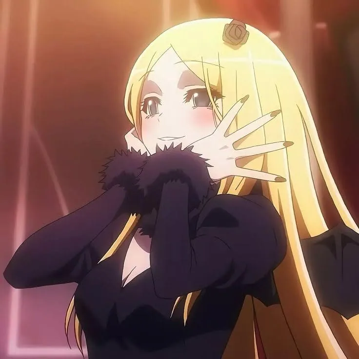 Garota loira anime com vestido preto