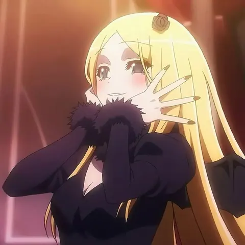 Garota loira anime com vestido preto