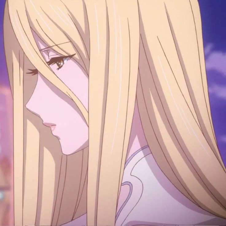 Garota loira anime com vestido preto
