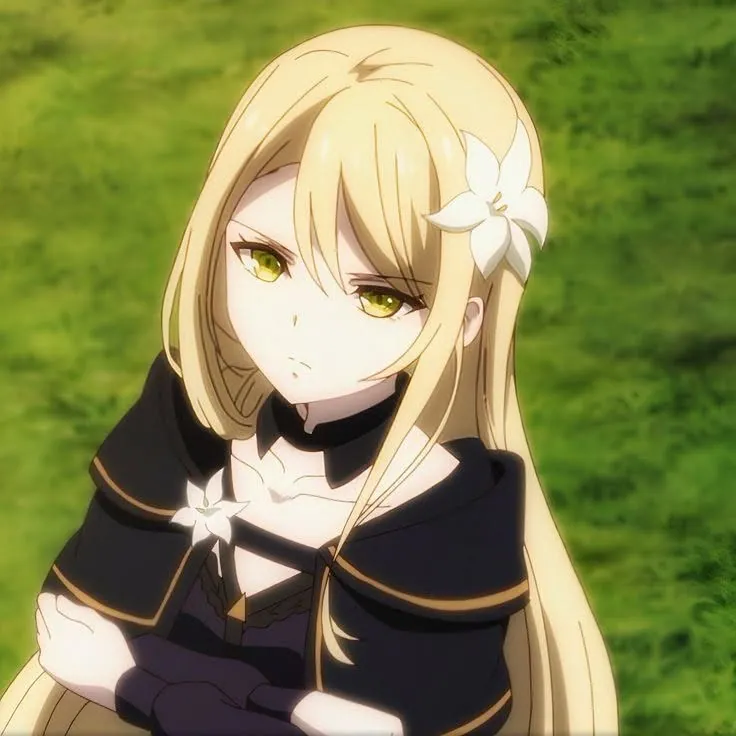 Garota loira anime com vestido preto