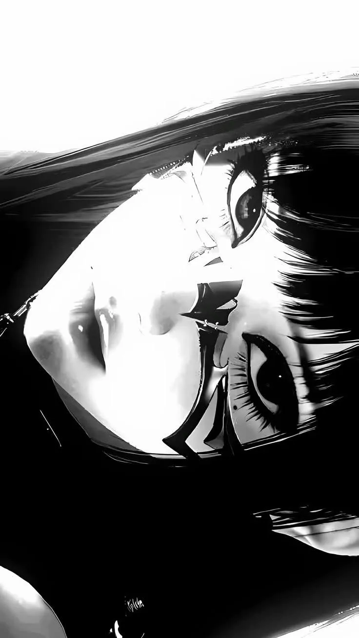 wallpaper de anime em preto e branco