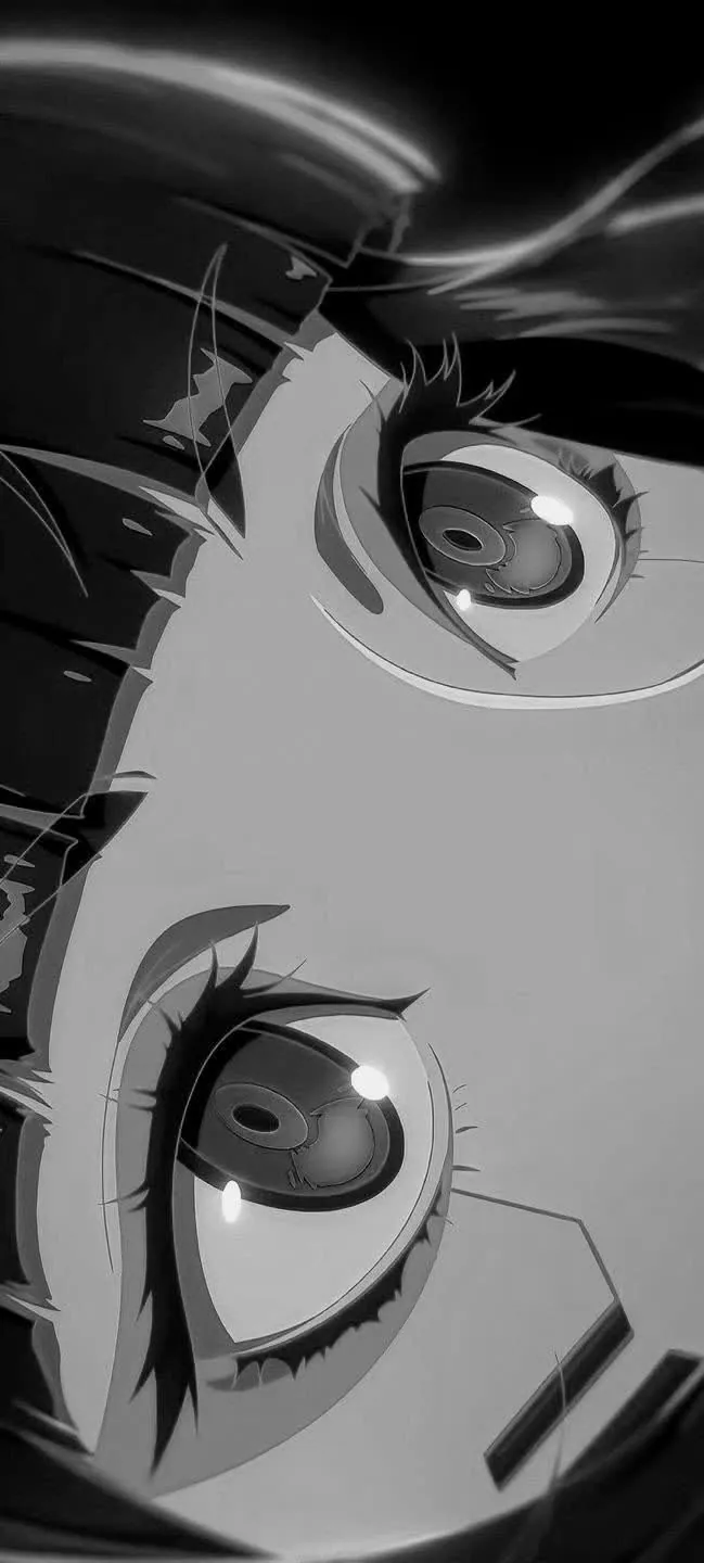 Close em anime preto e branco