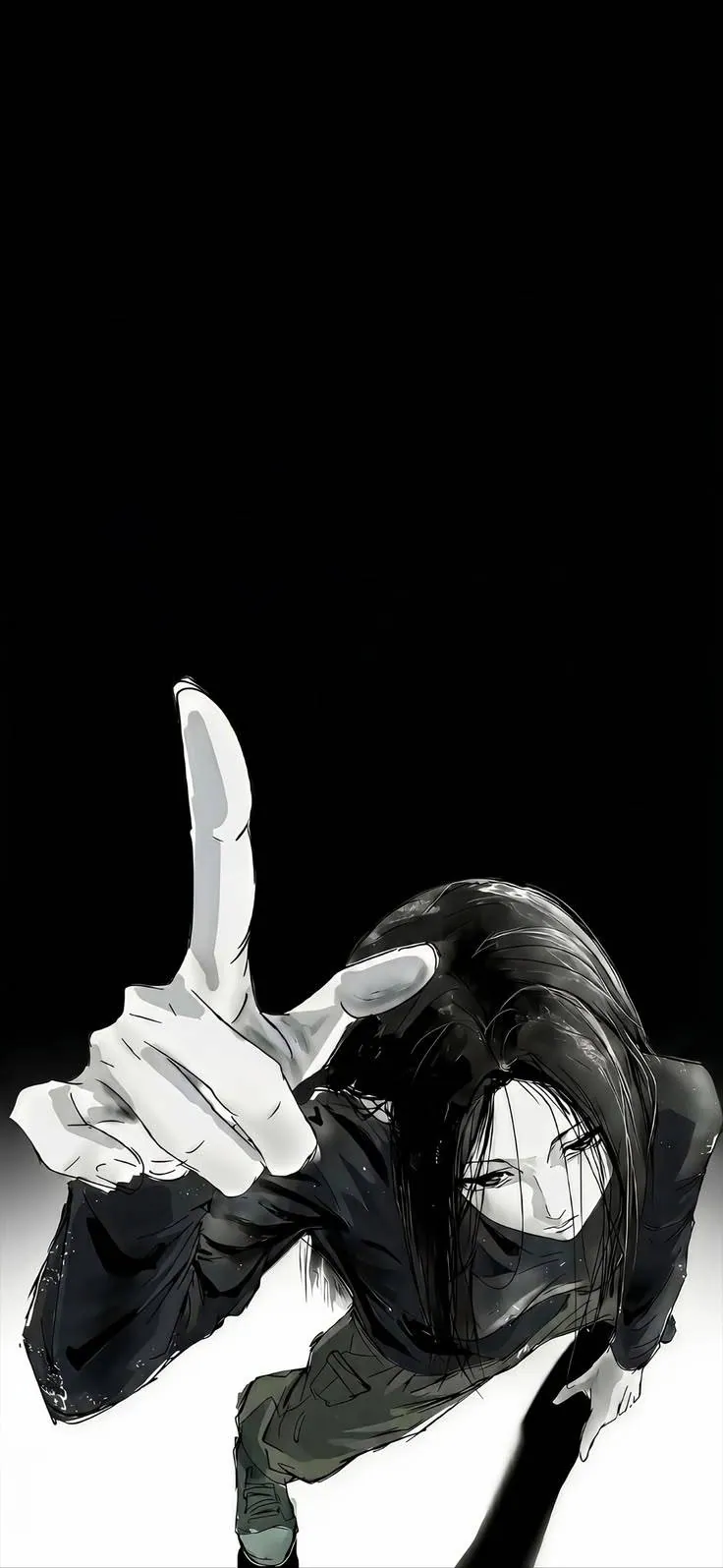 wallpaper de anime em preto e branco