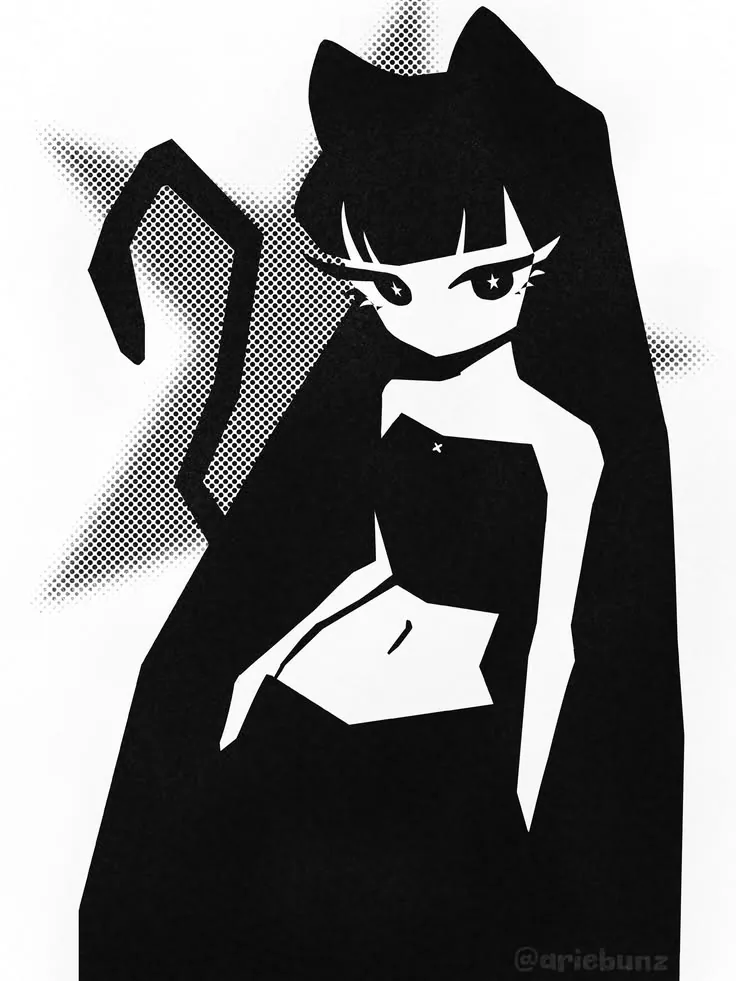Garota anime estilo dark com as mãos no rosto