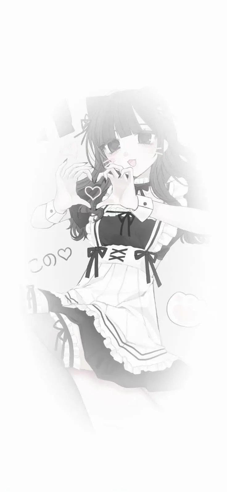 wallpaper anime maid preto e branco