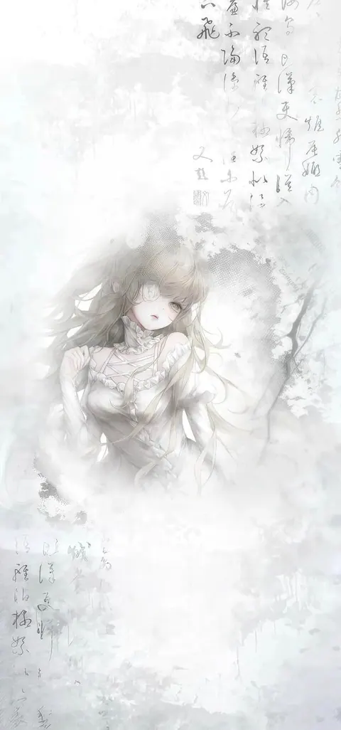 wallpaper com garota anime em tons de cinza