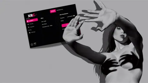 mulher estilizada com interface preta e rosa