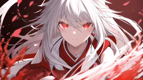 Garota anime de cabelos brancos