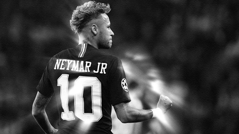 Neymar Jr com camisa 10 preto e branco
