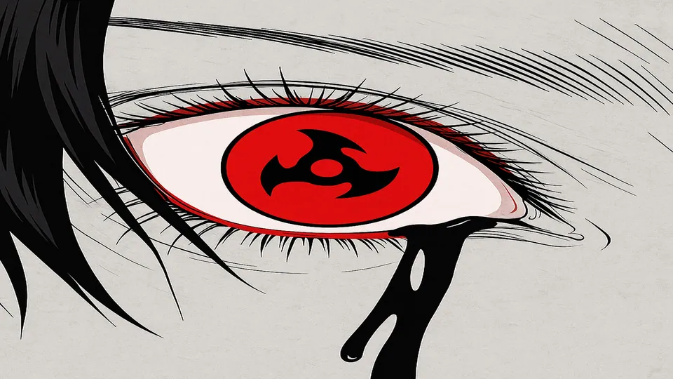 Olho com Sharingan e sangue