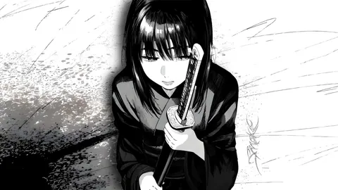 Garota de mangá segurando espada