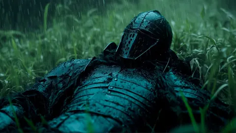 Guerreiro de armadura na grama verde