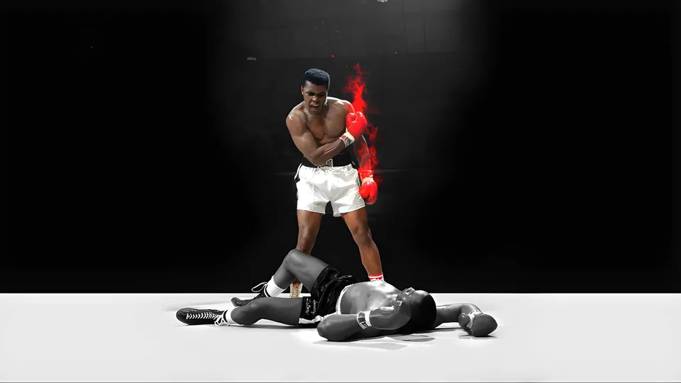 Muhammad Ali nocauteando adversário
