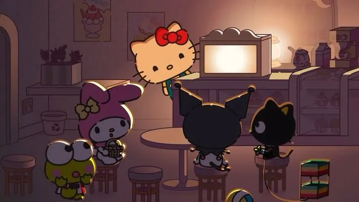 Hello Kitty e amigos na cafeteria