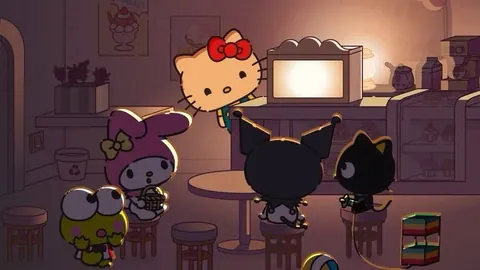 Hello Kitty e amigos na cafeteria