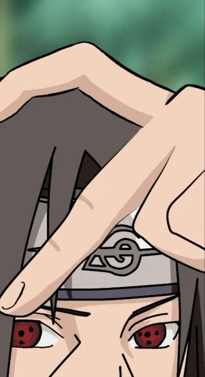 Itachi Uchiha fazendo sinal com dedos