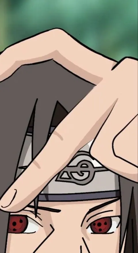 Itachi Uchiha fazendo sinal com dedos