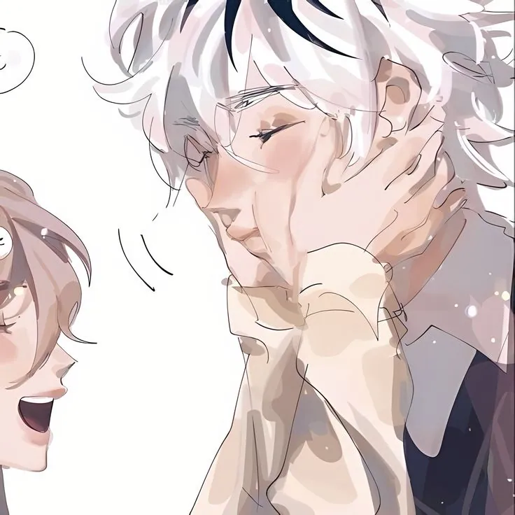 Casal anime fofo com grampos de coelho