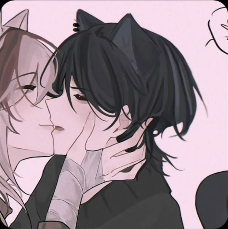 Casal de anime com orelhas de gato