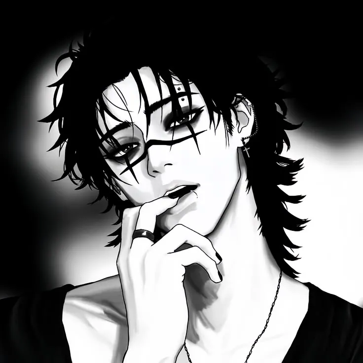 Icon masculino gótico preto e branco