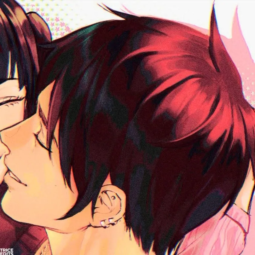 Casal anime beijo romântico