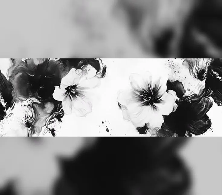 Perfil estético preto e branco com flores