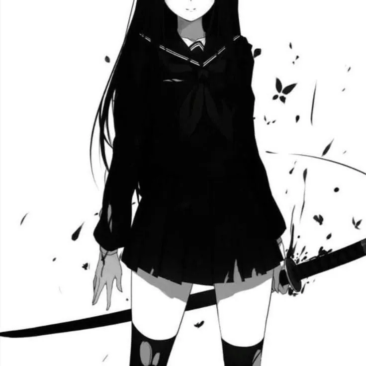Perfil anime minimalista preto e branco