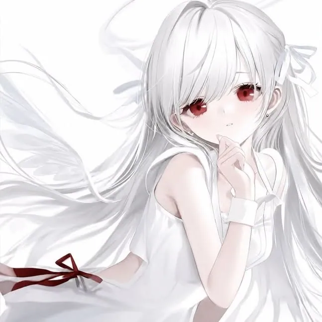 Perfil anime com cetim branco e vermelho