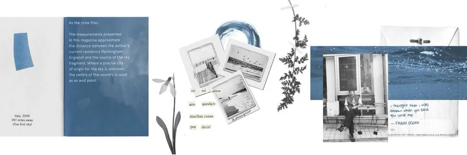 Banner estético azul com recortes