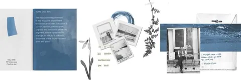 Banner estético azul com recortes