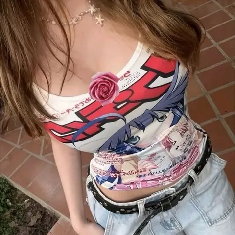 moda y2k blusa estampada