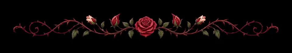 Barrinha com rosas vermelhas e espinhos